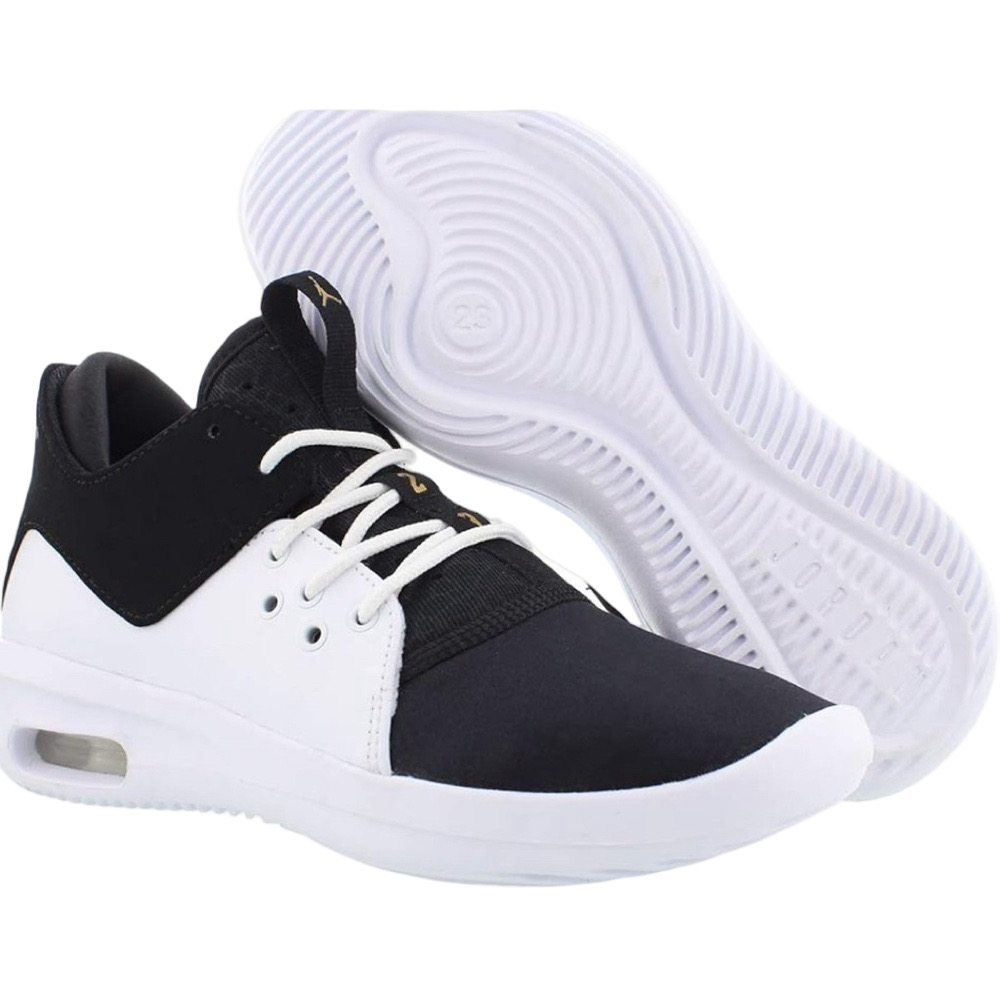 Jordan First Class Basketball Sneakers Running Shoes Black White Lace Up Youth